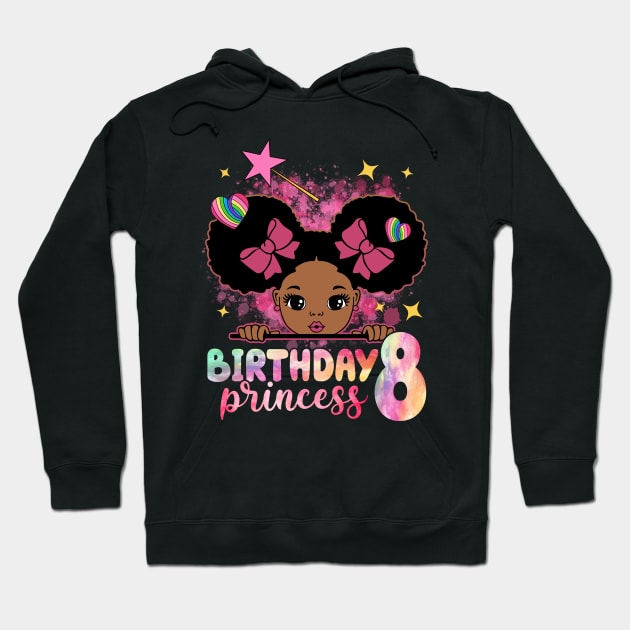 Birthday princess with afro girl 8th birthday party outfit birthday girl Peekaboo Girl tee 8th birthday Afro Girl Black Girl tee copy Hoodie by Audell Richardson